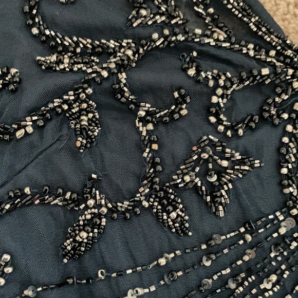 Pisarro Nights Beaded Mesh Column Gown Dark Navy 6 NWOT - Picture 15 of 16